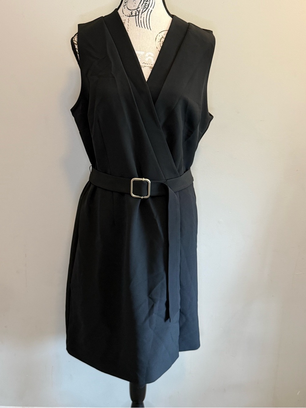 NEW - Cato Black Sleeveless Wrap Dress with Belt - Size 16